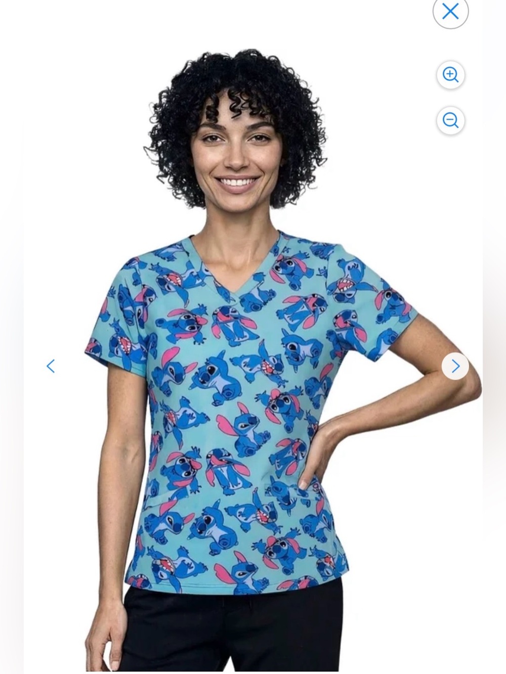 Disney Blue Stitch Cartoon V‑Neck Short Sleeve Top